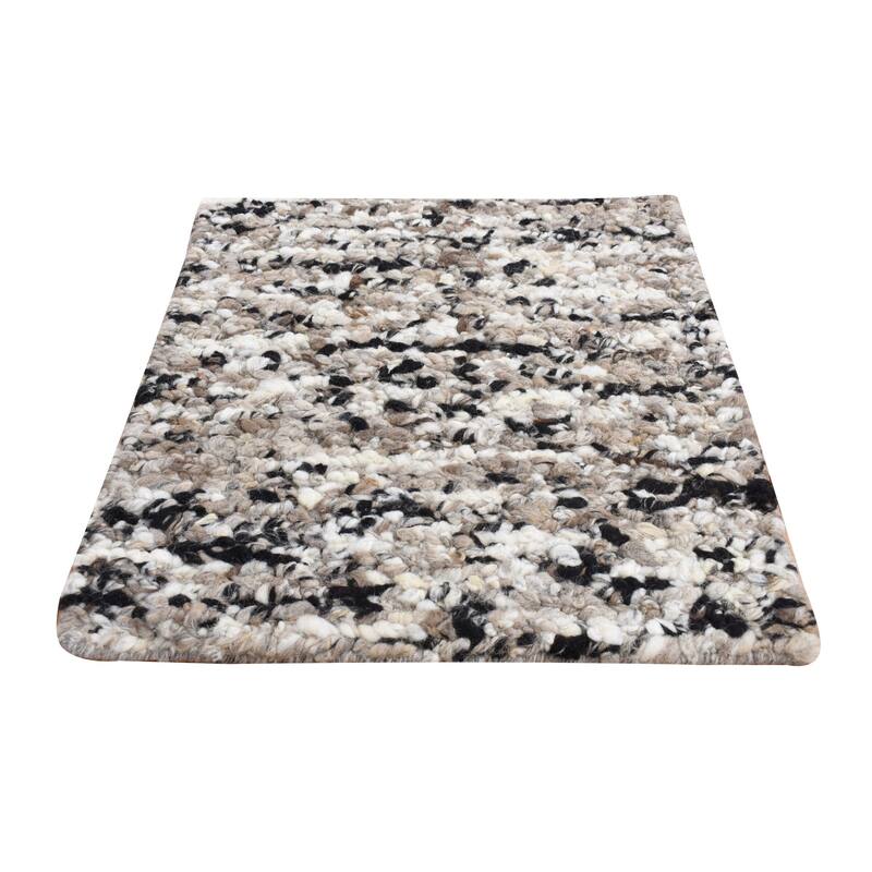 Shahbanu Rugs Salt and Pepper Color Pure Wool Hand Knotted Salt and